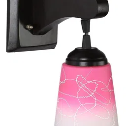 1ST TIME Pink & Pink Printed Wood Contemporary Frustum Shaped Wall Lamp-picture-35
