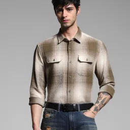 Jack & Jones Men Spread Collar Checked Cotton Casual Shirt-picture-21