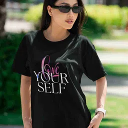Hatke Trends Women Typography Printed Round Neck Cotton Oversized T-shirt-image-80