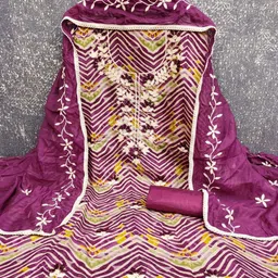 LeeliPeeri Designer Embroidered Pure Cotton Unstitched Dress Material image 2