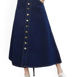 Tripursundari Fashion Women Dyed Buttoned A-Line Maxi Skirt-picture-25