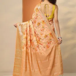 Libas Floral Silk Blend Handloom Saree image 2