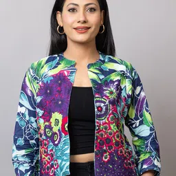 PROBASIC Floral Print Cotton Denim Styled Back Crop Top-picture-46