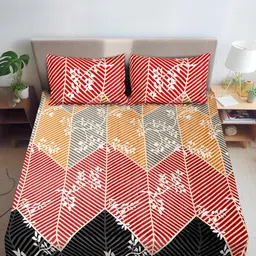 DREAM WEAVERZ Multicoloured Geometric 330 TC King Bedsheet with 2 Pillow Covers-picture-29