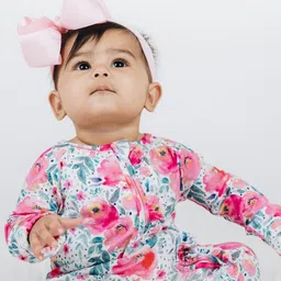 THE PLUSH CLUB Infants Floral Printed Round Neck Rompers-picture-19