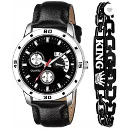 Miss Perfect Unisex Set Of 2 Dial & Leather Straps Analogue Multiple Time Zone Watch PL547-picture-19