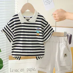 INCLUD Boys Striped Polo Collar T-Shirt With Shorts-picture-27