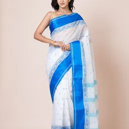 PUKU Ethnic Motifs Woven Design Pure Cotton Taant Saree-picture-17