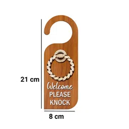 THE QUIRKY HOME Brown Welcome Please Knock Door Sign image 3