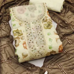 KALINI Embroidered Organza Unstitched Dress Material image 2