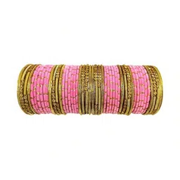 poshing Pink Glass Artificial Stones Bangle image 1