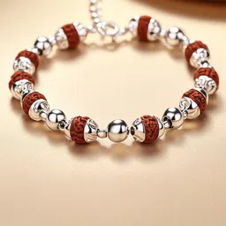 Raajraani Men Rudrakshakavach 925 Sterling Silver Bracelet-picture-36