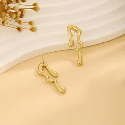 Designs & You Stainless Steel Gold-Plated Geometric Shaped Drop Earrings-picture-24