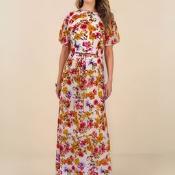 Sera Women Floral Printed Round Neck Flared Sleeves Maxi Dress-picture-37
