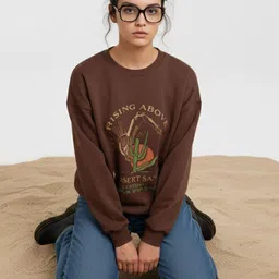 The Roadster Lifestyle Co Printed Oversized Round Neck Full Sleeve Sweatshirt image 5