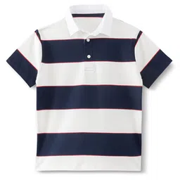 lil berry Boys Cotton Striped Polo Collar Relaxed Fit T-shirt-picture-58