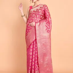 Areca Designer Ethnic Motifs Zari Organza Banarasi Saree-image-35