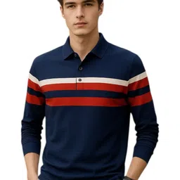 AUTNA Cotton Striped Polo Collar Long Sleeves T-shirt-picture-39
