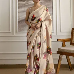 HERE&NOW Floral Printed Saree With Unstitched Blouse-picture-30