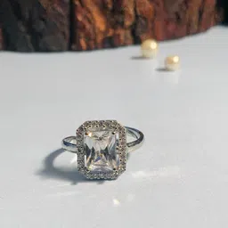 Anouk Silver-Plated American Diamond-Studded Adjustable Finger Ring image 3