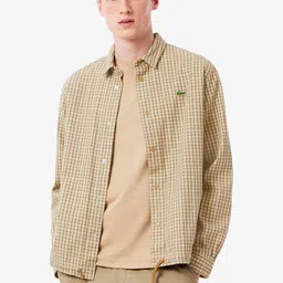 Lacoste Checked Printed Spread Collar Cotton Relaxed Fit Shirt-picture-16