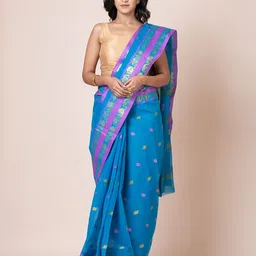 PUKU Woven Design Zari Pure Cotton Tant Saree-picture-28