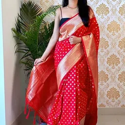 KK CREATION Woven Design Zari Art Silk Banarasi Saree-picture-13