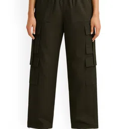ADDYVERO Women Classic Loose Fit High-Rise Wrinkle Free Cargos Trousers-picture-17