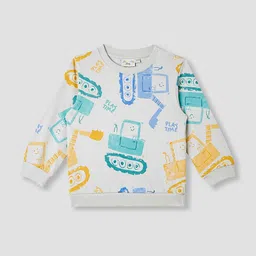 Juniors by Babyshop Boys Cotton Construction Vehicle Printed Sweatshirt With Long Sleeves-picture-45