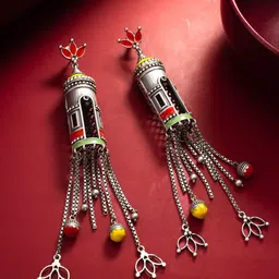 aadita Silver-Plated Contemporary Drop Earrings-image-19