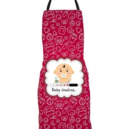 THEYAYACAFE Pink & White Printed Velvet Waterproof Mother's Day Apron-image-62