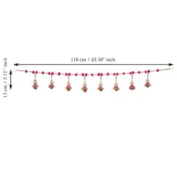 eCraftIndia Pink Floral Beaded Toran Door Hangings image 2