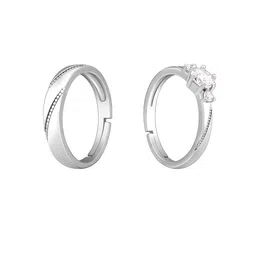 GIVA Unisex Set of 2 Rhodium-Plated 925 Silver We Are Together Couple Finger Ring image 3