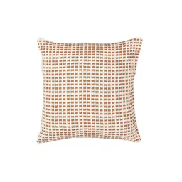 House This Girnar Rust & White 2 Pieces Checked Textured Cotton Square Cushion Covers image 2