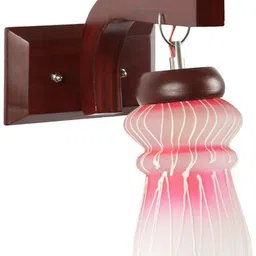 1ST TIME Pink & Brown Textured Wood Traditional Abstract Shaped Shaped Wall Lamp image 3