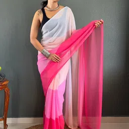 SHOPLANCE Ombre Pure Georgette Saree image 2