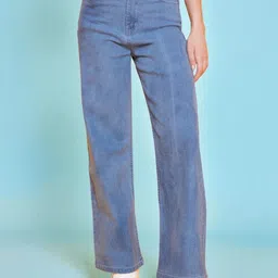 KATLINE Women Smart Straight Fit High-Rise Heavy Fade Stretchable Jeans-image-64