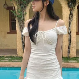 LULU & SKY Self Design Cold Shoulder Swimming Dress image 2