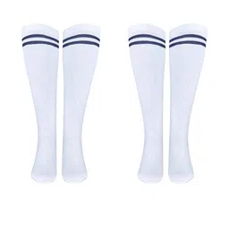 MUKHAKSH Boys 6 Pairs White Calf Length Strip Socks image 2