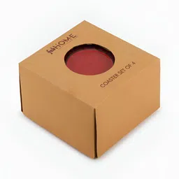 Fabindia Red 4 Pieces Ceramic Textured Round Coasters image 4