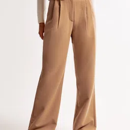 FNOCKS Women Comfort Wide Leg High-Rise Pleated Trousers-image-10