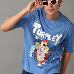 V-Mart Men Graphic Printed Round Neck Cotton Oversized T-Shirt-picture-11