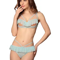 XENZA Women Solid Straight Shoulder Straps Baby Doll With Briefs Bra & Panty Set-picture-34