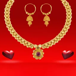 Heer Collection Gold-Plated Artificial Stones Studded Choker Jewelry Set-picture-37