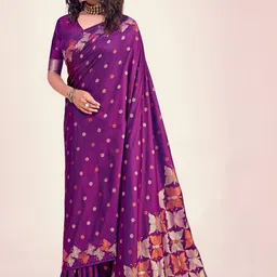 CaniBani Woven Design Zari Silk Blend Heavy Work Banarasi Saree-picture-17