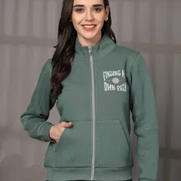 Thirty Threads Women Graphic Printed Front-Open Sweatshirt image 3