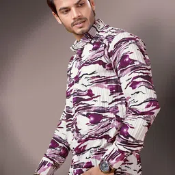 MARMIC FAB Classic Abstract Printed Spread Collar Slim Fit Shirt image 3