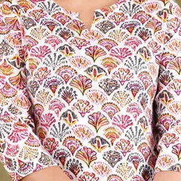 TRUVON FASHIONS Women Ethnic Motifs Printed Regular Pure Cotton Kurti with Pyjamas image 2