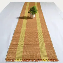 FERRA INDICA Brown & Yellow Striped Madurkathi Table Runners-image-1