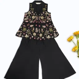 AKKRITI BY PANTALOONS Girls Floral Embroidered Regular Thread Work Kurta with Palazzos-picture-42